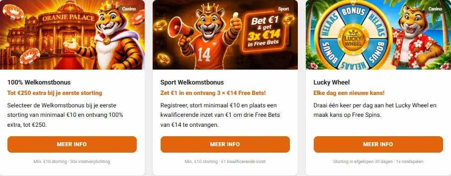 Bonussen bij Oranje Casino